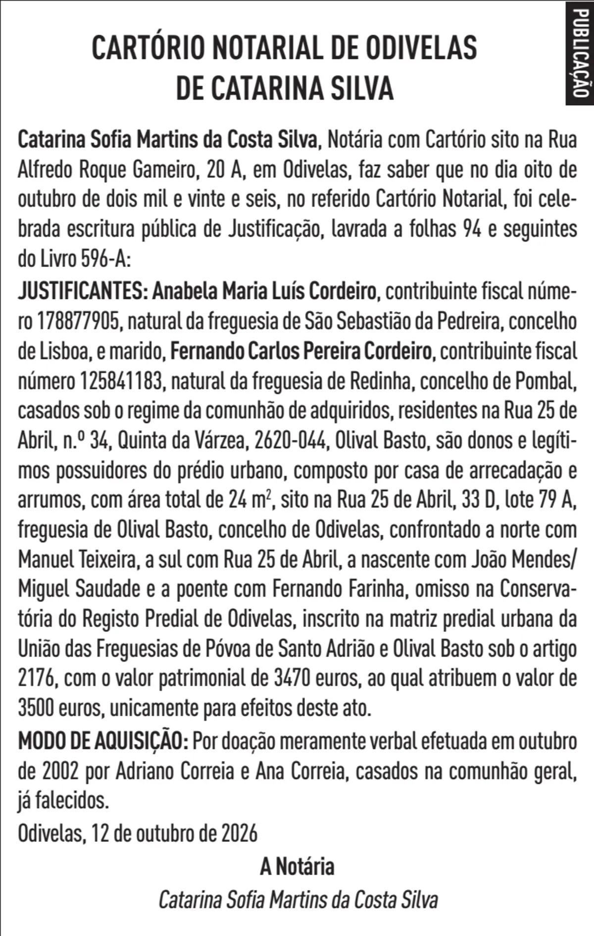 Imagem de contexto do artigo PUBLICAÇAO ESCRITURA