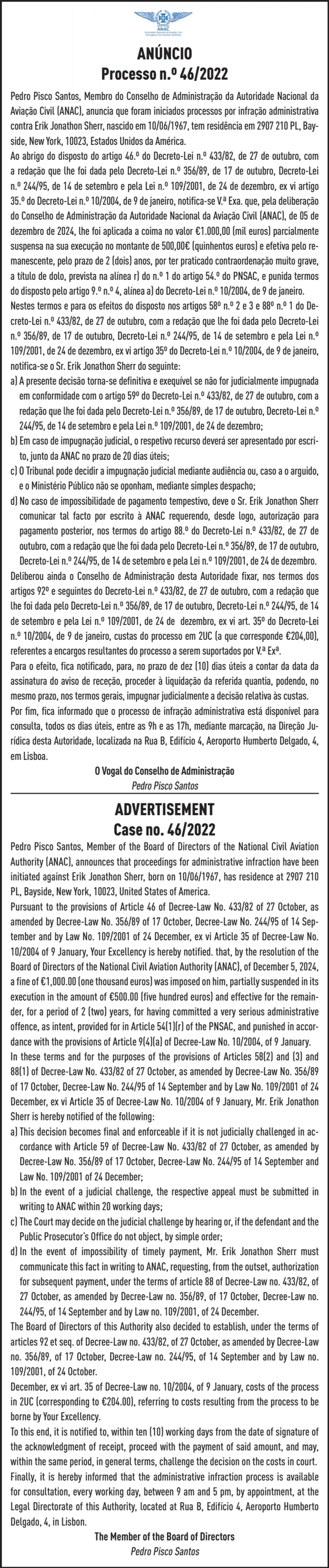 Imagem de contexto do artigo PROC. CO 46/2022