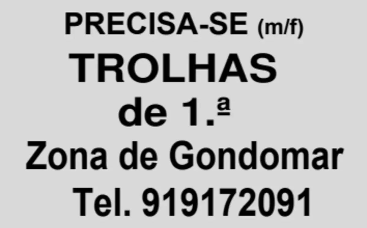 Imagem de contexto do artigo PRECISASE TROLHAS DE
