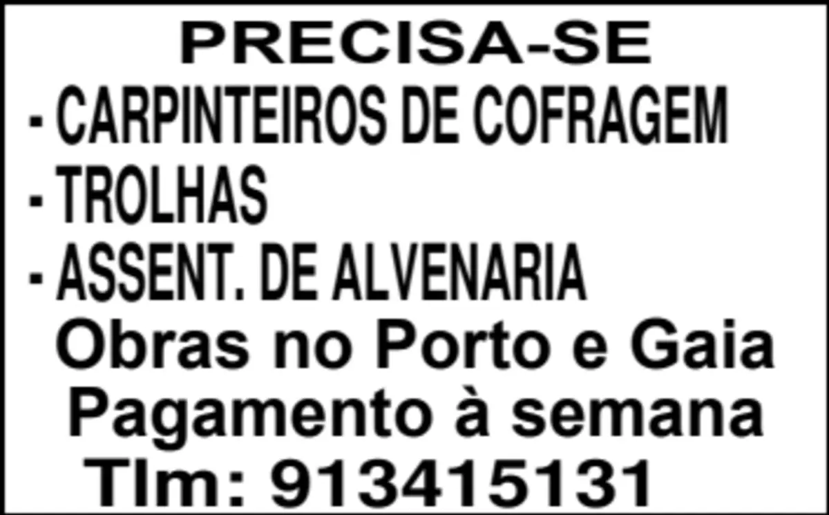 Imagem de contexto do artigo CARPINTEIROS DE COFRAGEM