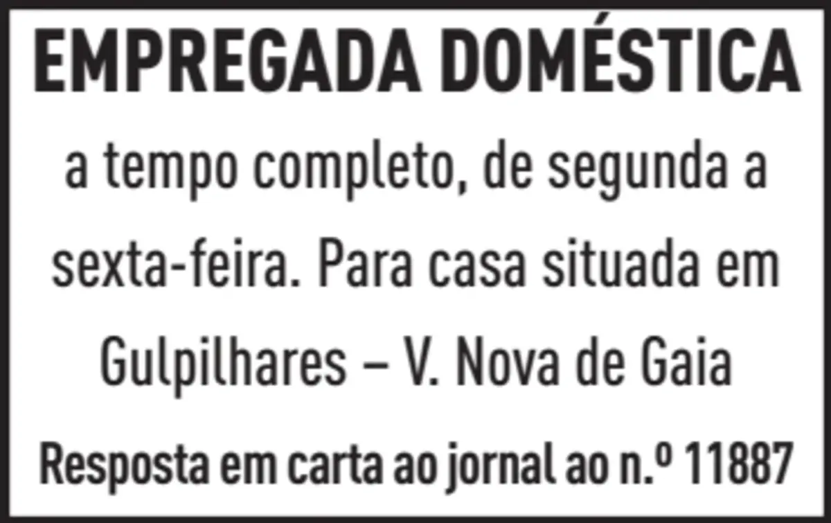 Imagem de contexto do artigo PRECISA-SE EMPREGADA