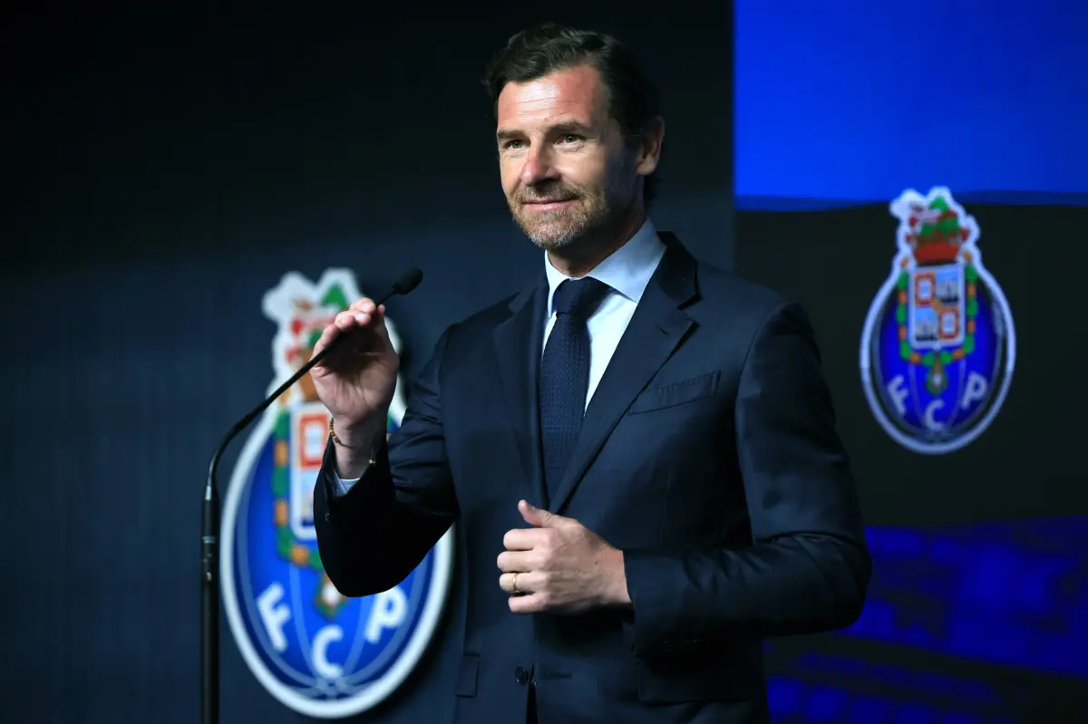 President of FC Porto Andre Villas Boas speaks during the Francesco Farioli ( not pictured) presentation as the new FC Porto main coach during a press conference at the club´s stadium in Porto, Portugal, 07 July 2025. ESTELA SILVA/LUSA